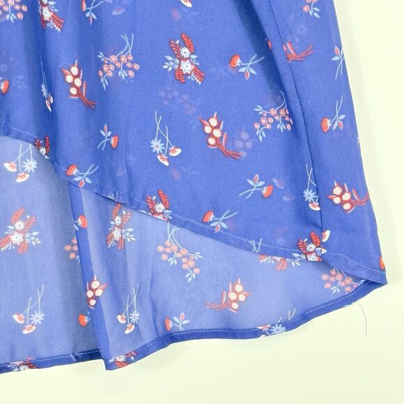 Cruel Girl Western Purple Floral Sheer Chiffon Lace Shirt Top Women's Large - Picture 3 of 7